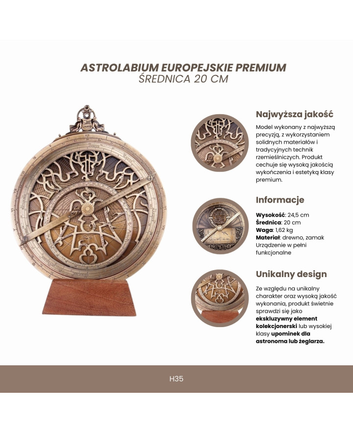 Large European Astrolabe – 20 cm diameter – A premium gift for an astronomer or sailor – H35