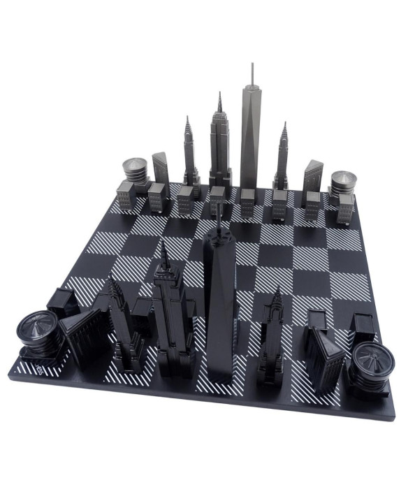 Designer New York Skyline Chess Set in Stainless Steel – NY