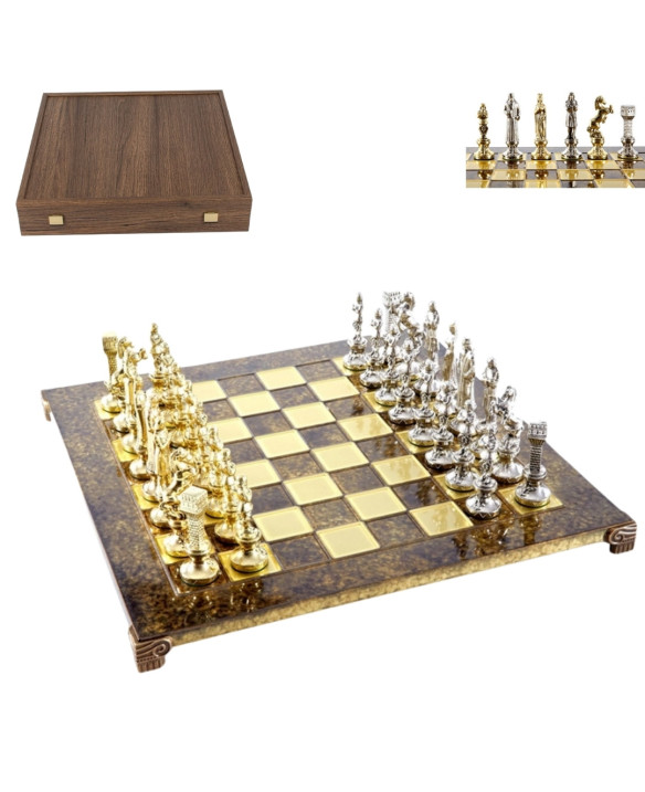Large Luxury Chess Set – 36x36 cm – Gold and Silver -  Renesans S9BRGS