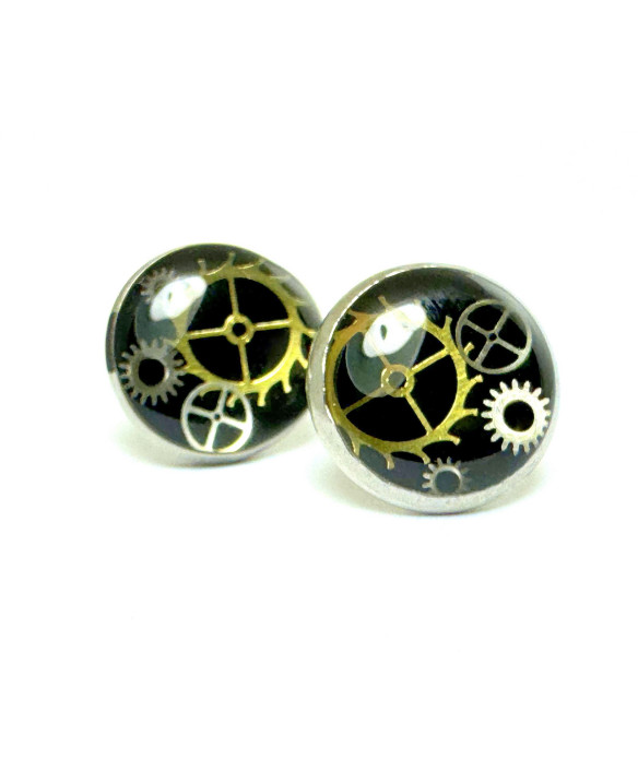 KOLCZYKI SZTYFTY - OKRĄGŁE (BLACK) - 10 MM