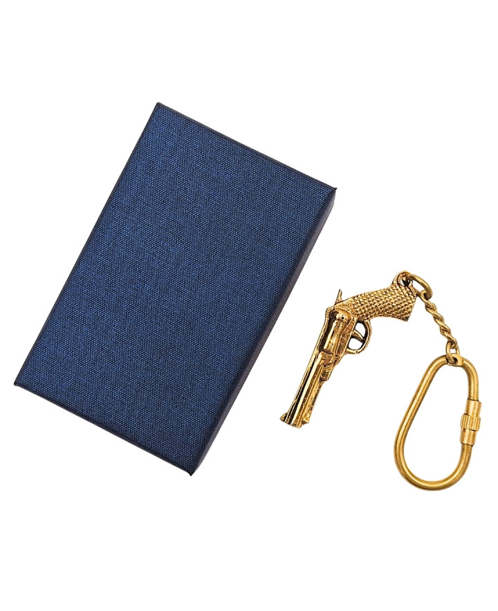 Brass Revolver Keyring in an Elegant Box – A Gadget for Western Fans – KRT19A