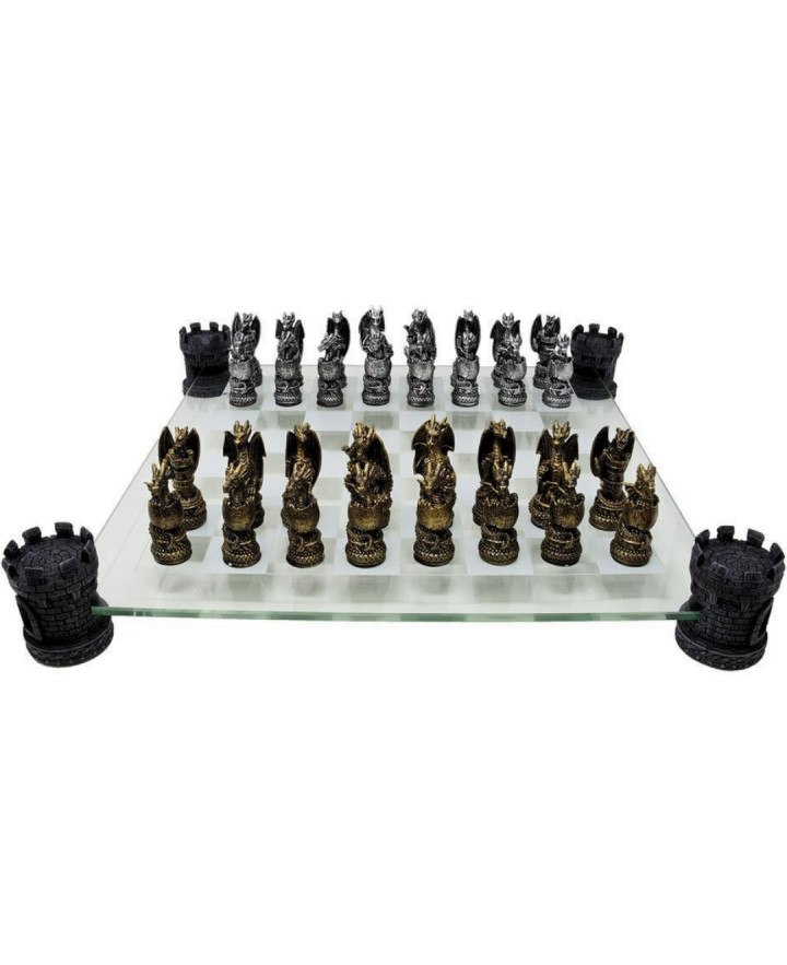 Dragon Fantasy Chess – 42x42 cm glass chessboard – MC-6069