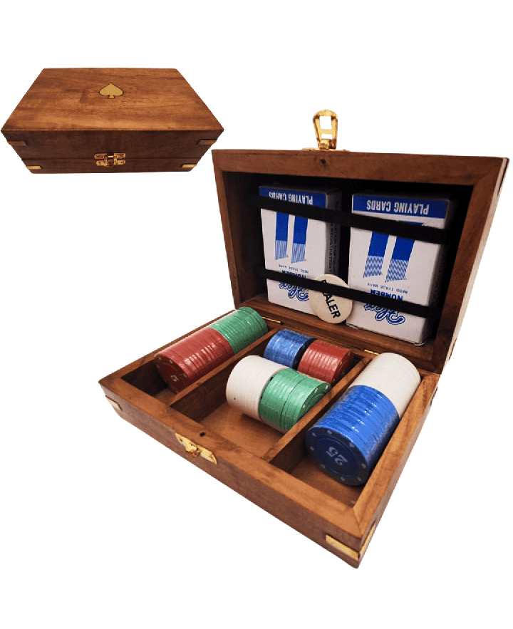 Elegant Poker Set in a Wooden Box – 100 chips - DNU-102