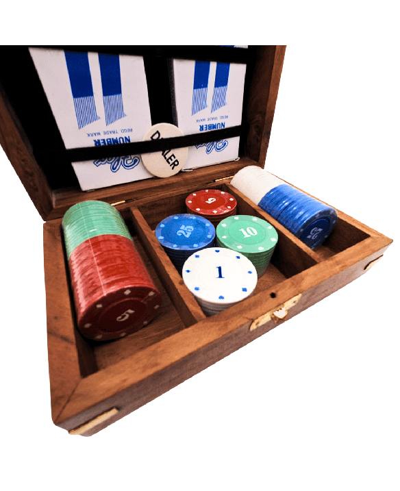 Elegant Poker Set in a Wooden Box – 100 chips - DNU-102
