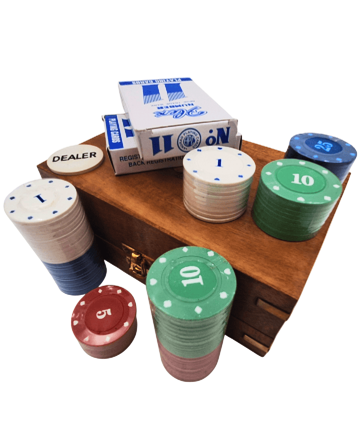 Elegant Poker Set in a Wooden Box – 100 chips - DNU-102