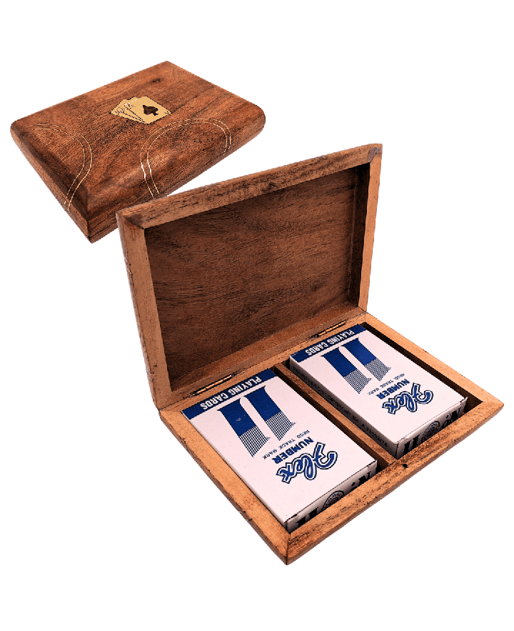 Set of 2 Decks of Cards in a Wooden Box – An Elegant Gift – Vintage – DNU-2791