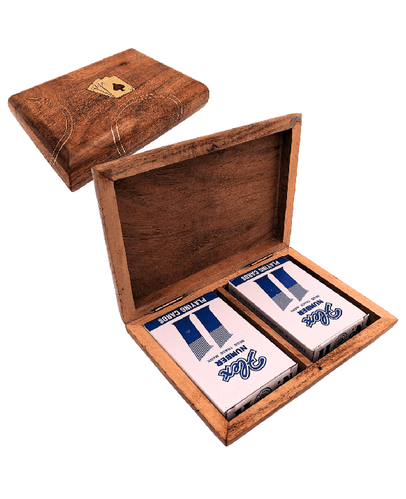 Set of 2 Decks of Cards in a Wooden Box – An Elegant Gift – Vintage – DNU-2791