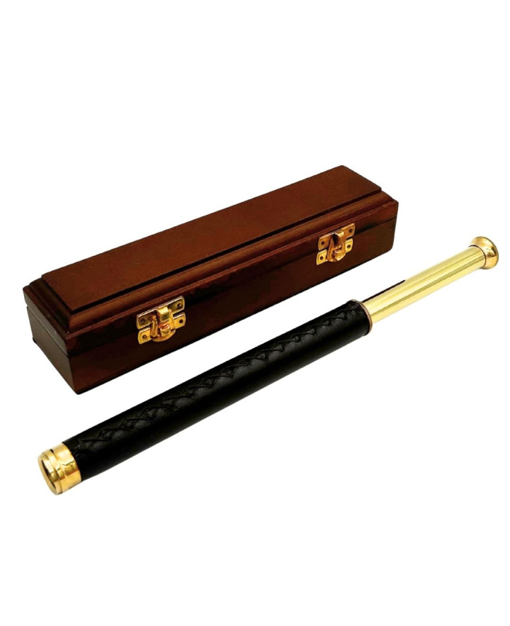 Brass and Leather Compass in a Wooden Box – HT013