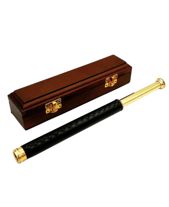 Brass and Leather Compass in a Wooden Box – HT013