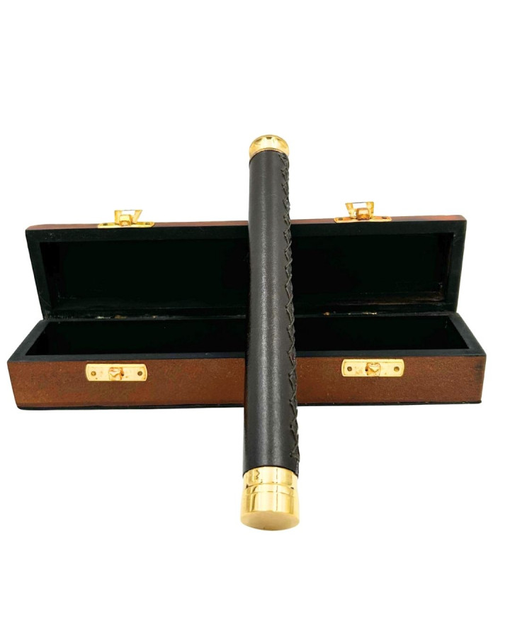 Brass and Leather Compass in a Wooden Box – HT013