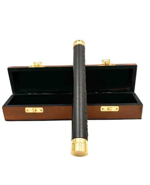 Brass and Leather Compass in a Wooden Box – HT013