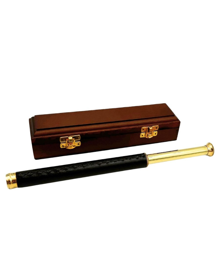 Brass and Leather Compass in a Wooden Box – HT013