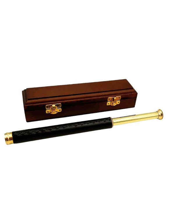 Brass and Leather Compass in a Wooden Box – HT013