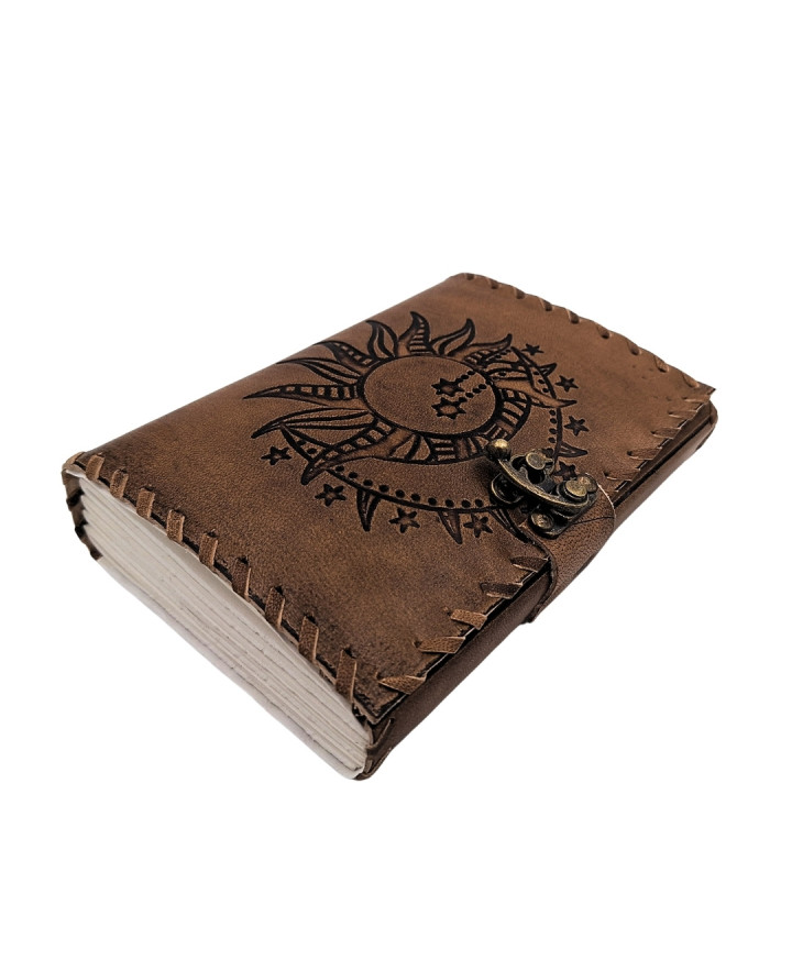 Retro Leather Notebook, 200 pages, Sun and Moon design – AH05
