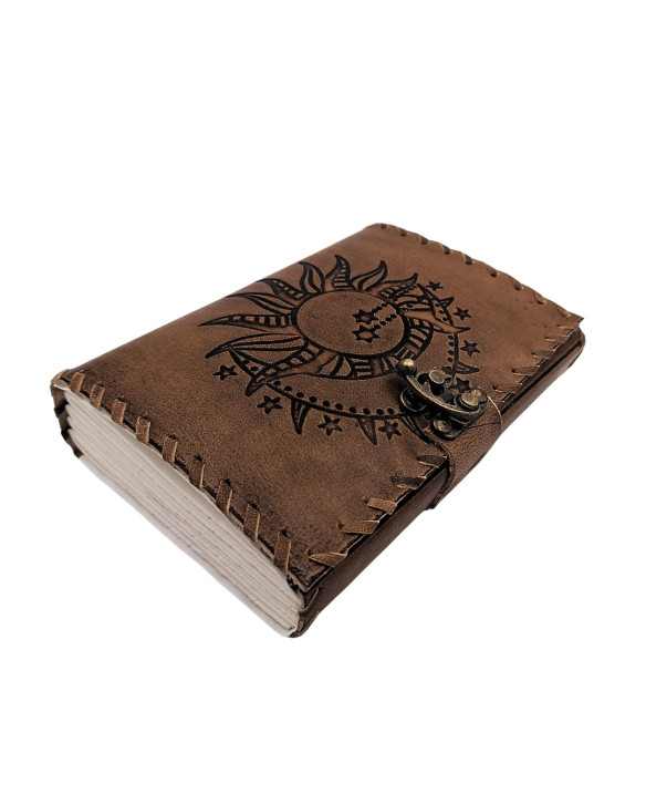 Retro Leather Notebook, 200 pages, Sun and Moon design – AH05