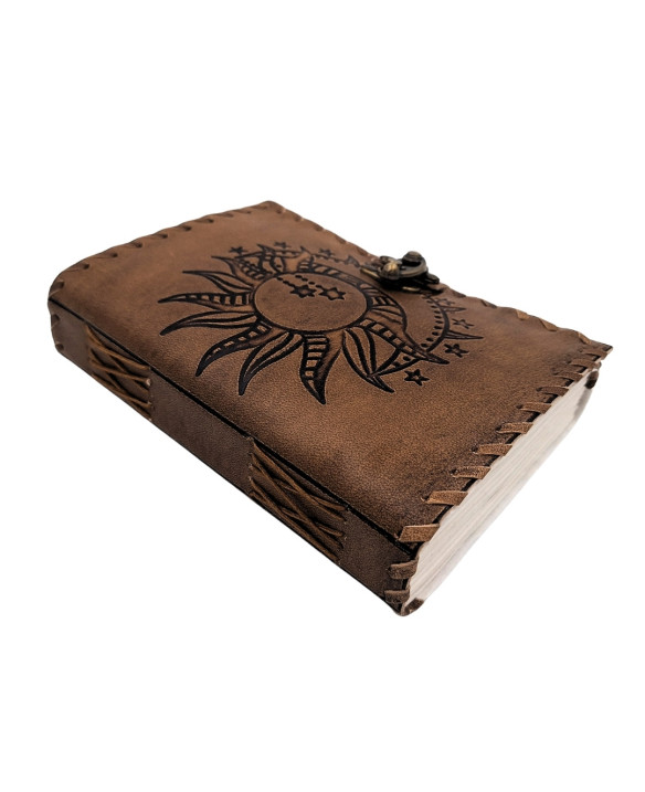 Retro Leather Notebook, 200 pages, Sun and Moon design – AH05