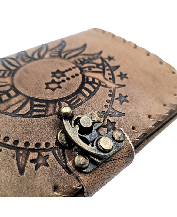 Retro Leather Notebook, 200 pages, Sun and Moon design – AH05
