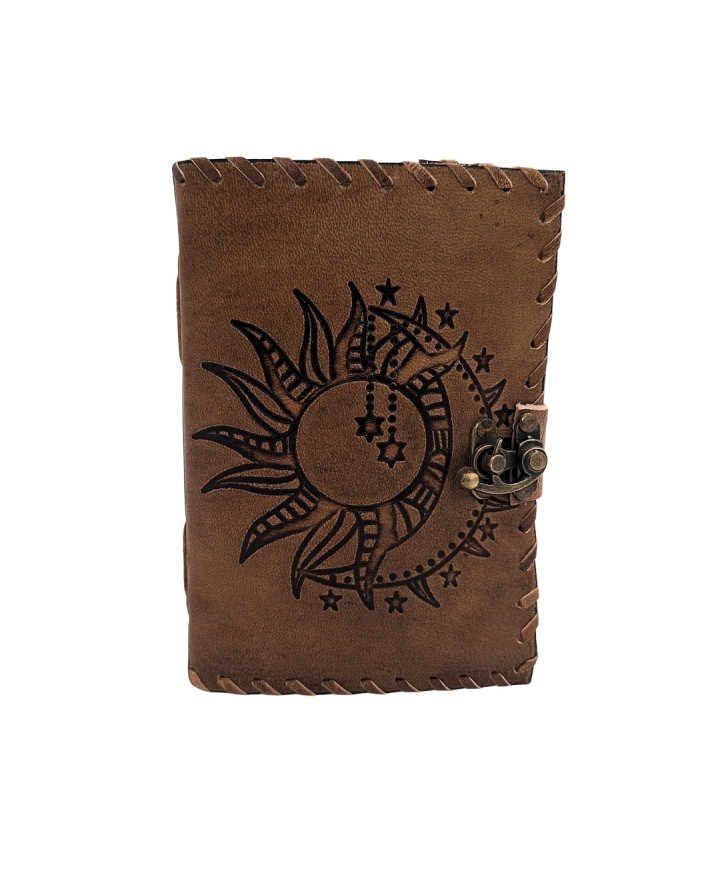 Retro Leather Notebook, 200 pages, Sun and Moon design – AH05