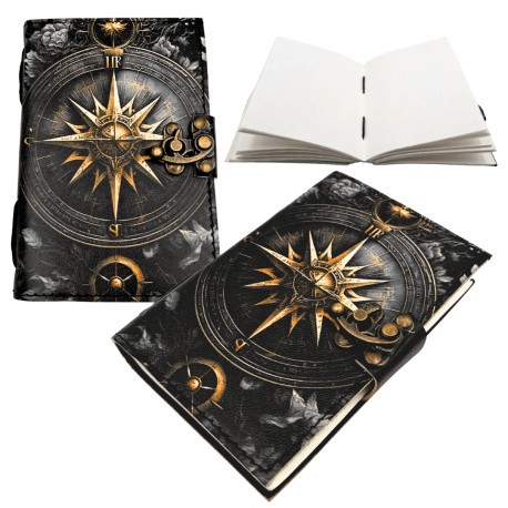 Notes Skórzany Pamiętnik Retro Róża Wiatrów 200 stron - AH12