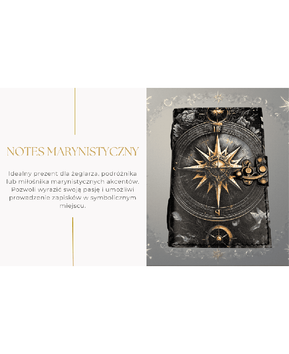 Notes Skórzany Pamiętnik Retro Róża Wiatrów 200 stron - AH12