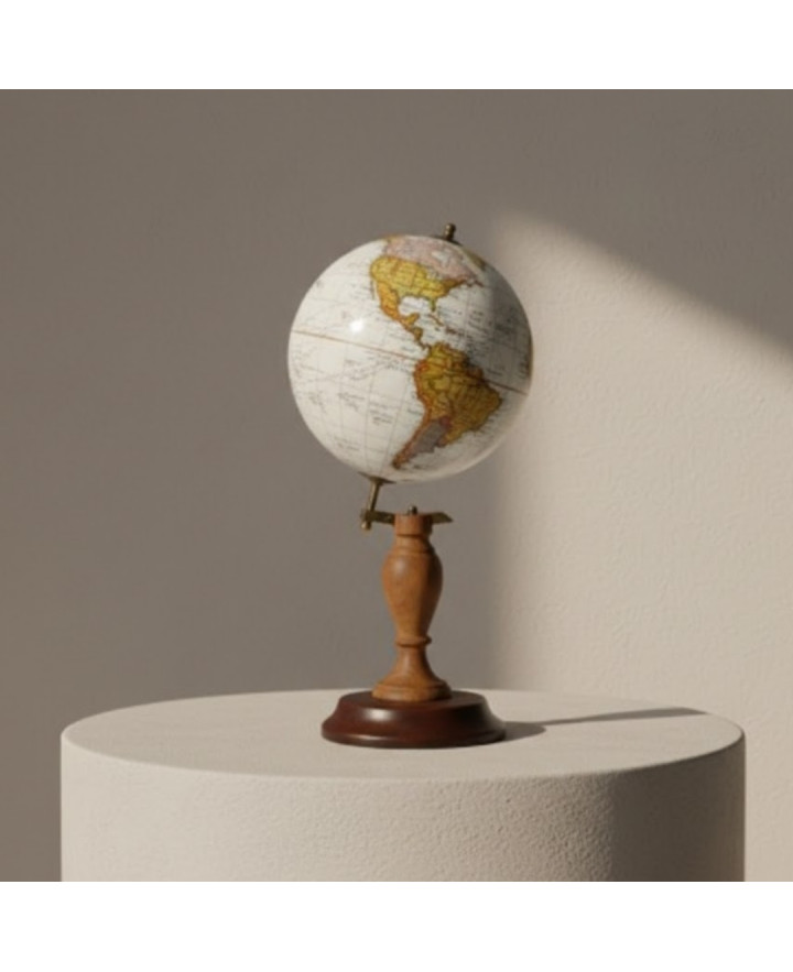 Elegancki Globus ozdobny na drewnianej podstawie - World GLB-0096B