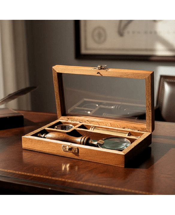 Traveller's Set – Telescope + Compass + Magnifying Glass in a Wooden Box – NC2677AZ