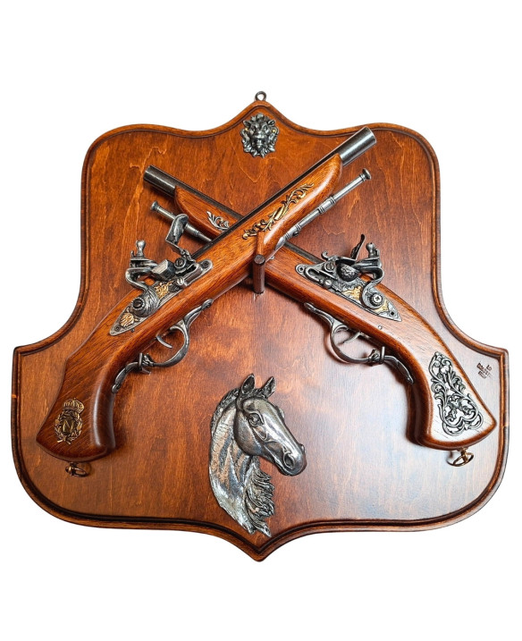 Replica flintlock pistols on a rack – for wall mounting TR-236
