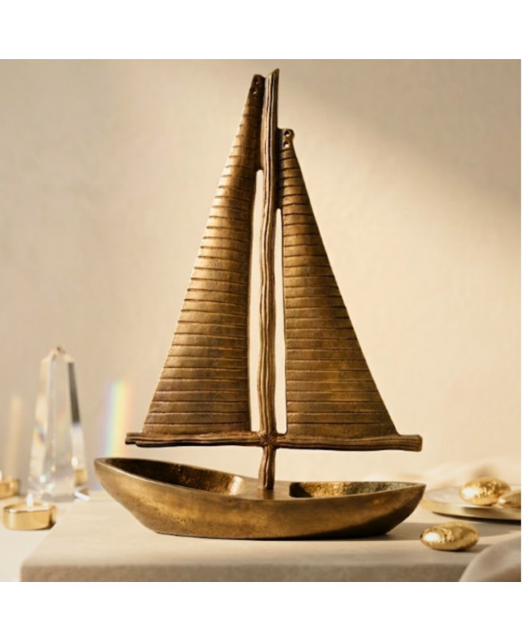 Model Jachtu Złoty Aluminium Wysokość 38cm - N-3670