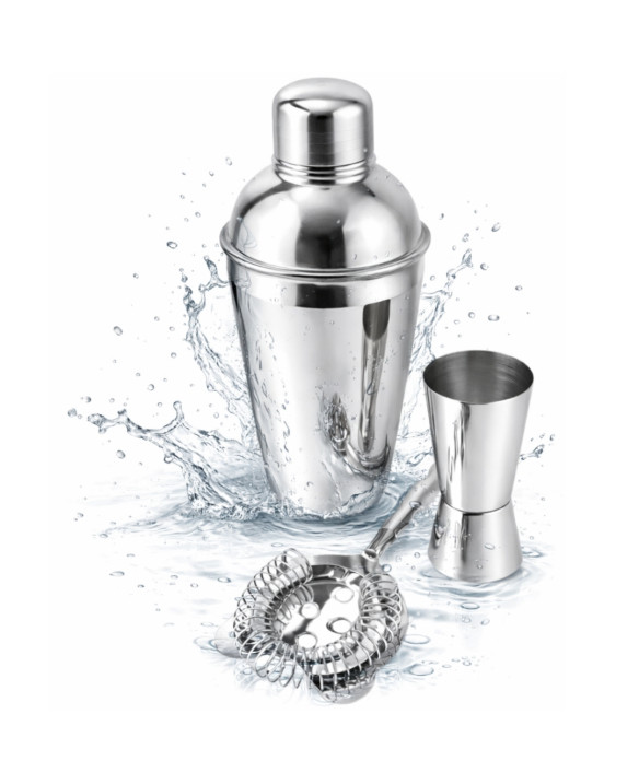 Bartending Set – 3-piece set: Shaker, Jigger, Strainer - BS48171