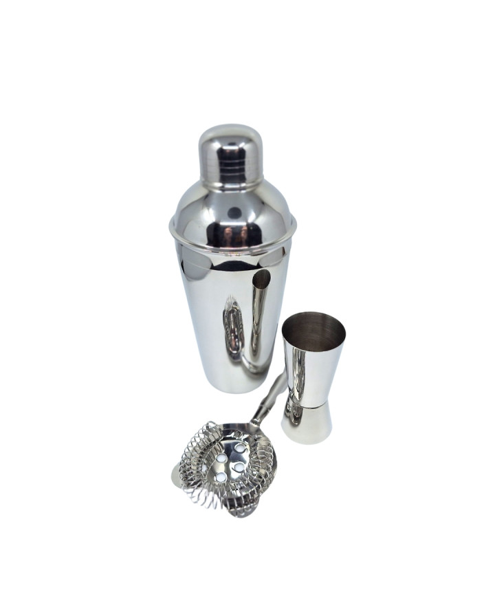 Bartending Set – 3-piece set: Shaker, Jigger, Strainer - BS48171