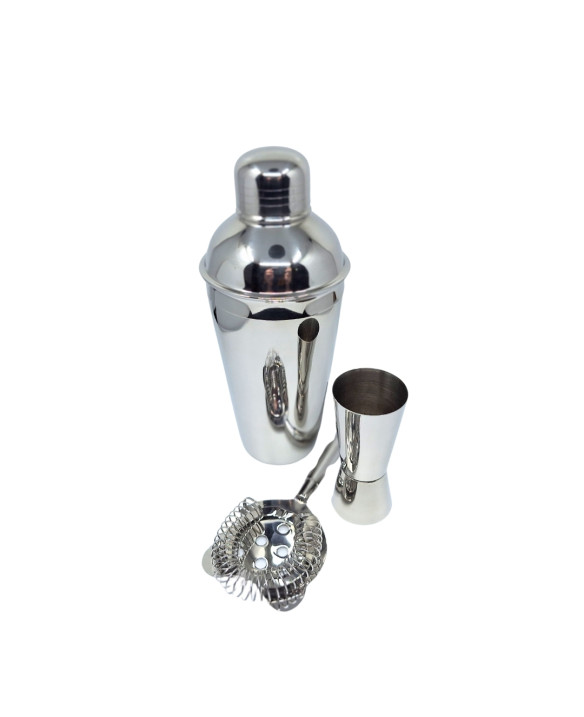 Bartending Set – 3-piece set: Shaker, Jigger, Strainer - BS48171