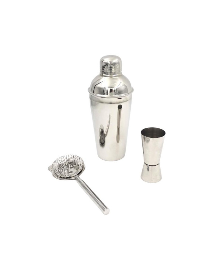 Bartending Set – 3-piece set: Shaker, Jigger, Strainer - BS48171