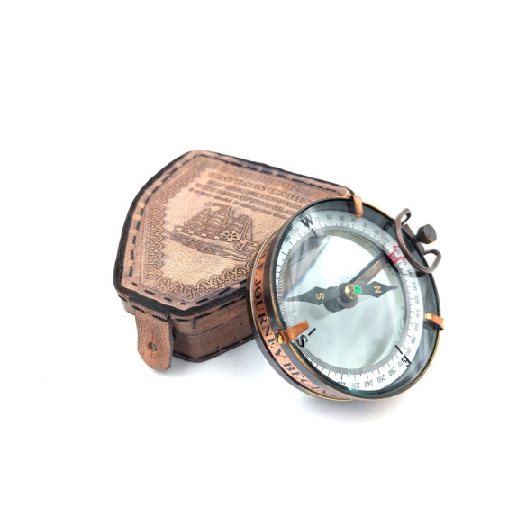 Kompas Magnetyczny - Map Reader w Skórzanym Etui – Retro Gadżet - NC2929