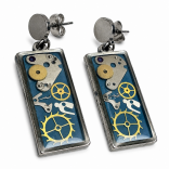 Axis Line of Life Azure – błękitne kolczyki sztyfty handmade | Drobiny Czasu