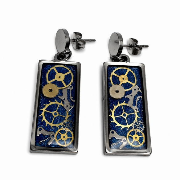 Axis Line of Life Midnight Blue – granatowe kolczyki sztyfty handmade | Drobiny Czasu