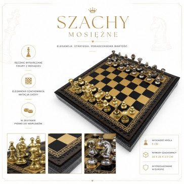 Ekskluzywne Mosiężne Szachy Italfama 28x28 cm – N001 2