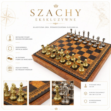 Ekskluzywne Metalowe Szachy Italfama 28x28 cm – N035 2