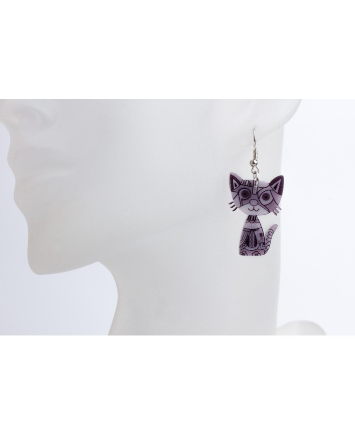 EARRINGS - CAT - BLUE & GREEN