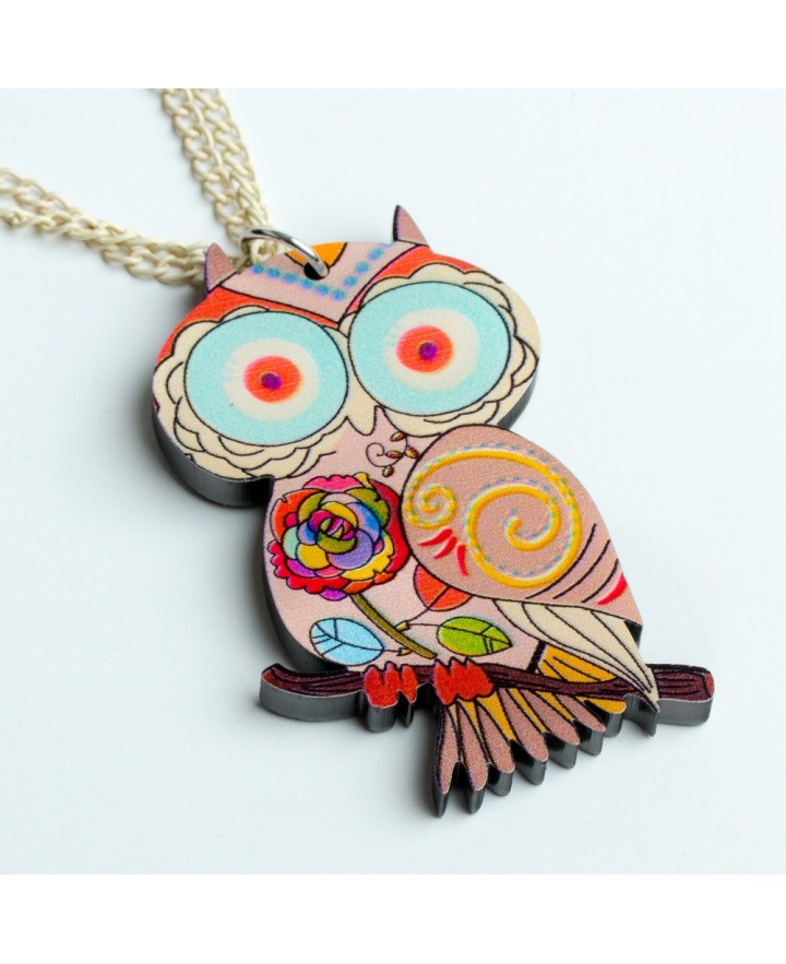 PENDANT - OWL - ECRU
