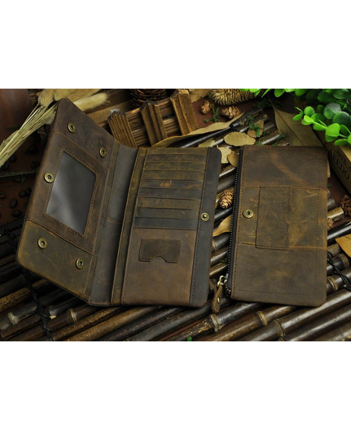PORTFEL - VINTAGE BROWN - Z ETUI NA KOMÓRKĘ