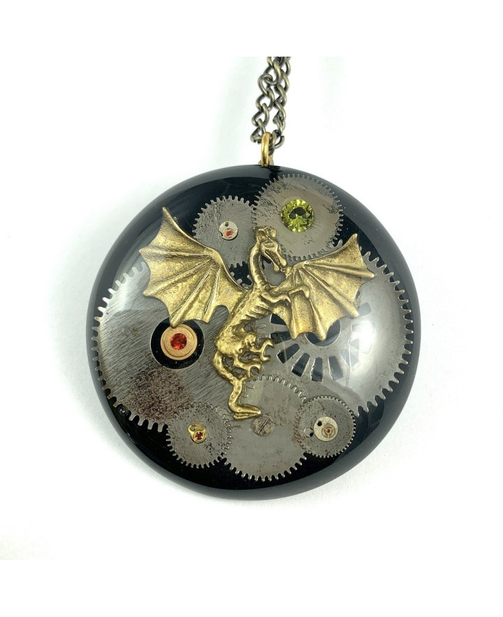 PENDANT - DRAGON STEEL&STONE - BLACK II