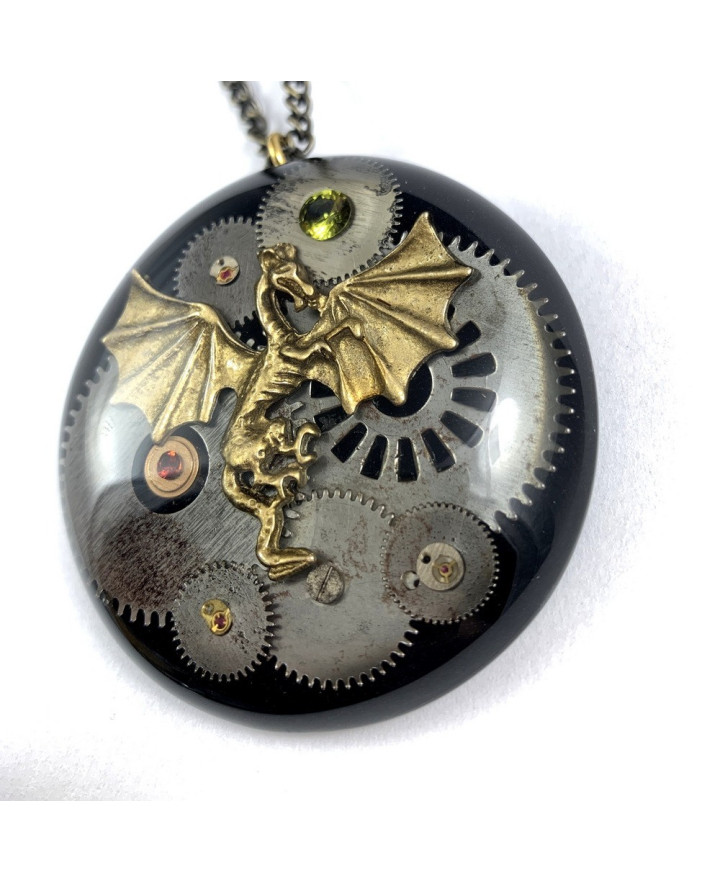 PENDANT - DRAGON STEEL&STONE - BLACK II