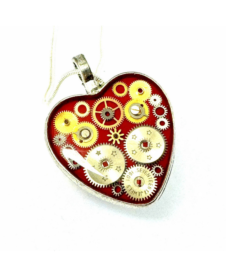 SILVER HEART PENDANT (Red)