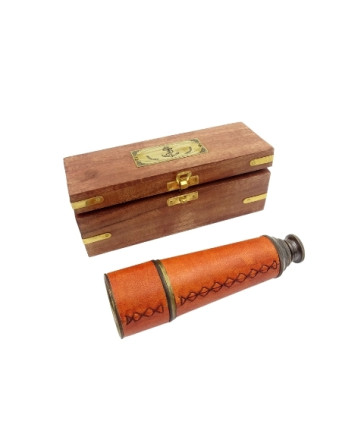 Luneta mosiężno-skórzana w pudełku drewnianym – NC2356B 2