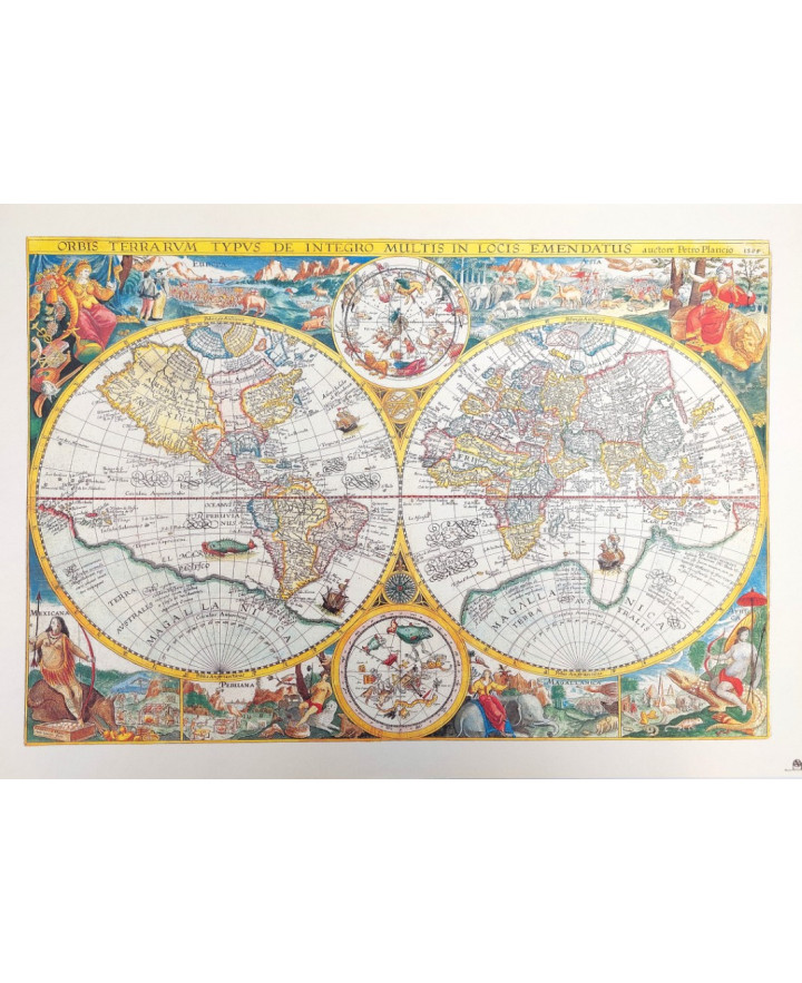 Old Map of the World – Orbis Terrarum reprint – P. Plancius, 1594. M1594