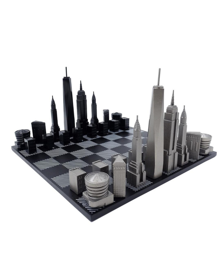 Designer New York Skyline Chess Set in Stainless Steel – NY
