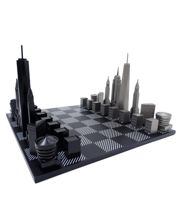 Designer New York Skyline Chess Set in Stainless Steel – NY