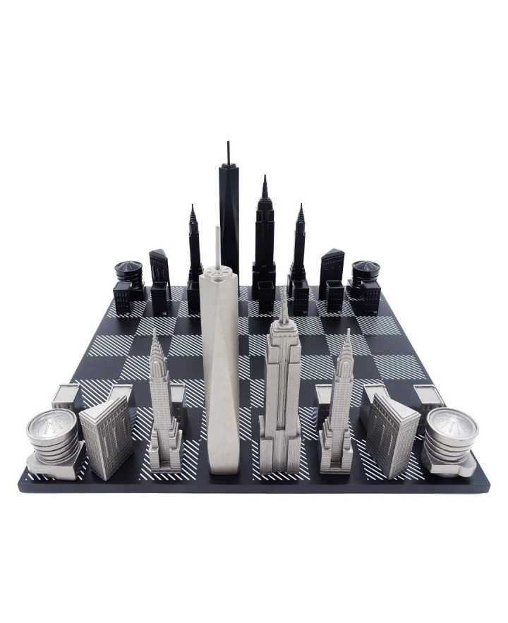 Designer New York Skyline Chess Set in Stainless Steel – NY