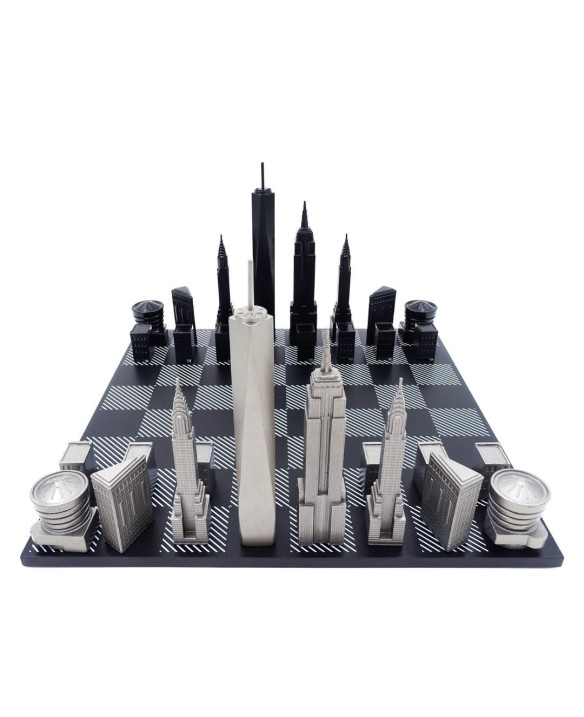 Designer New York Skyline Chess Set in Stainless Steel – NY