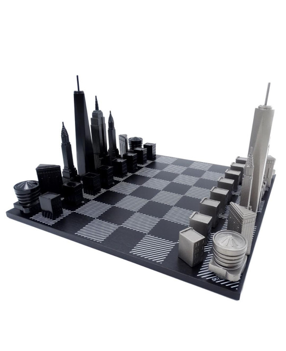 Designer New York Skyline Chess Set in Stainless Steel – NY